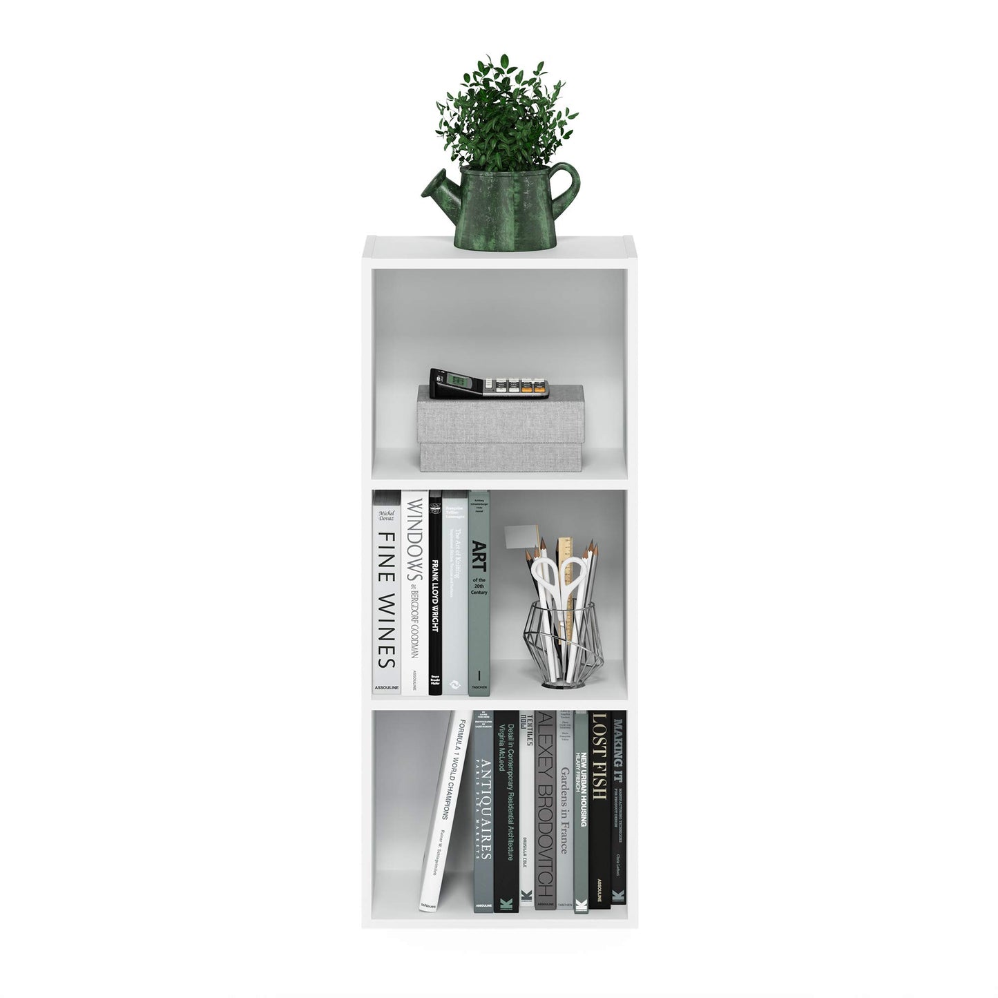 Furinno Luder 3-stufiges Bücherregal mit offenem Regal, Weiß