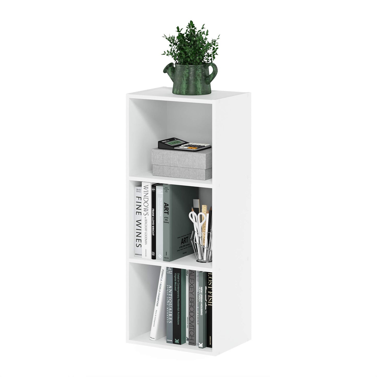 Furinno Luder 3-stufiges Bücherregal mit offenem Regal, Weiß