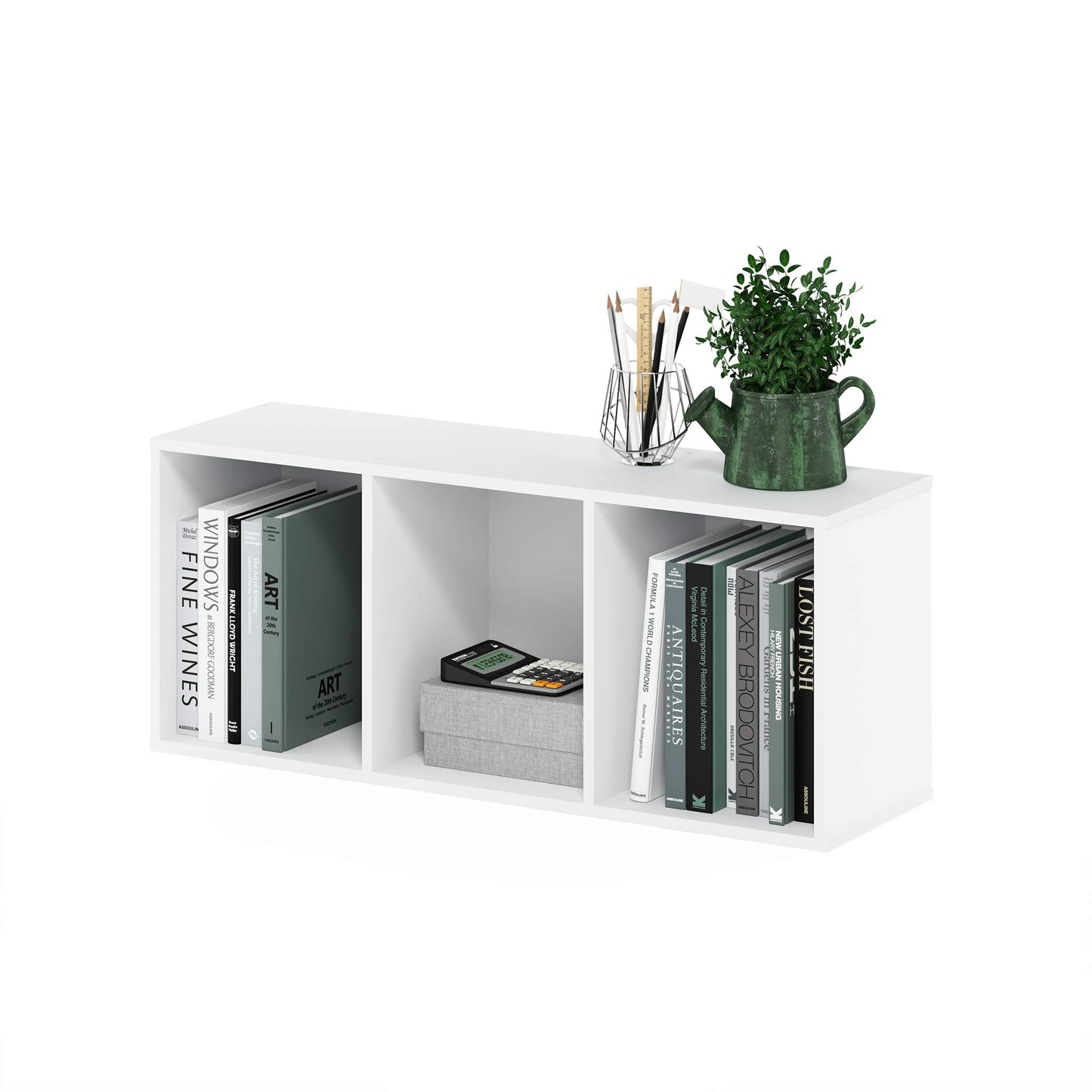 Furinno Luder 3-stufiges Bücherregal mit offenem Regal, Weiß